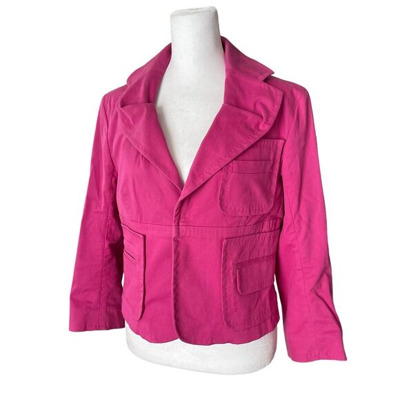 DSquared2 IT 44 US 8 Blazer Cotton Bright Pink 3/4 Sleeve Jacket Stitch - Picture 5 of 13